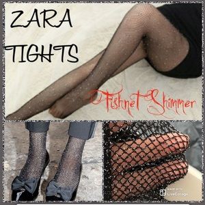 Zara Accessories Shimmer Fishnet Tights 